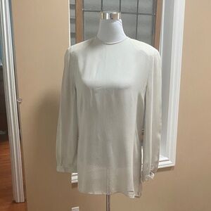 Giorgio Armani Elegant Ivory and Grey Silk Blouse